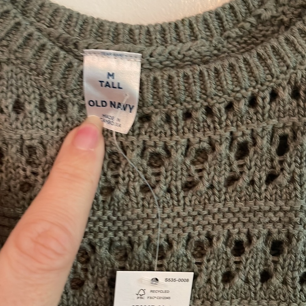 Old Navy Pointelle Knit Sweater Tank Top Norfolk Pine Green 876867 TALL - Picture 3 of 4
